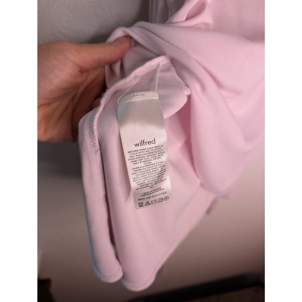 Aritzia Wilfred Saturn Mini Dress Pink Wrap Drapey Dress S Boho Summer Vacation - Picture 6 of 7
